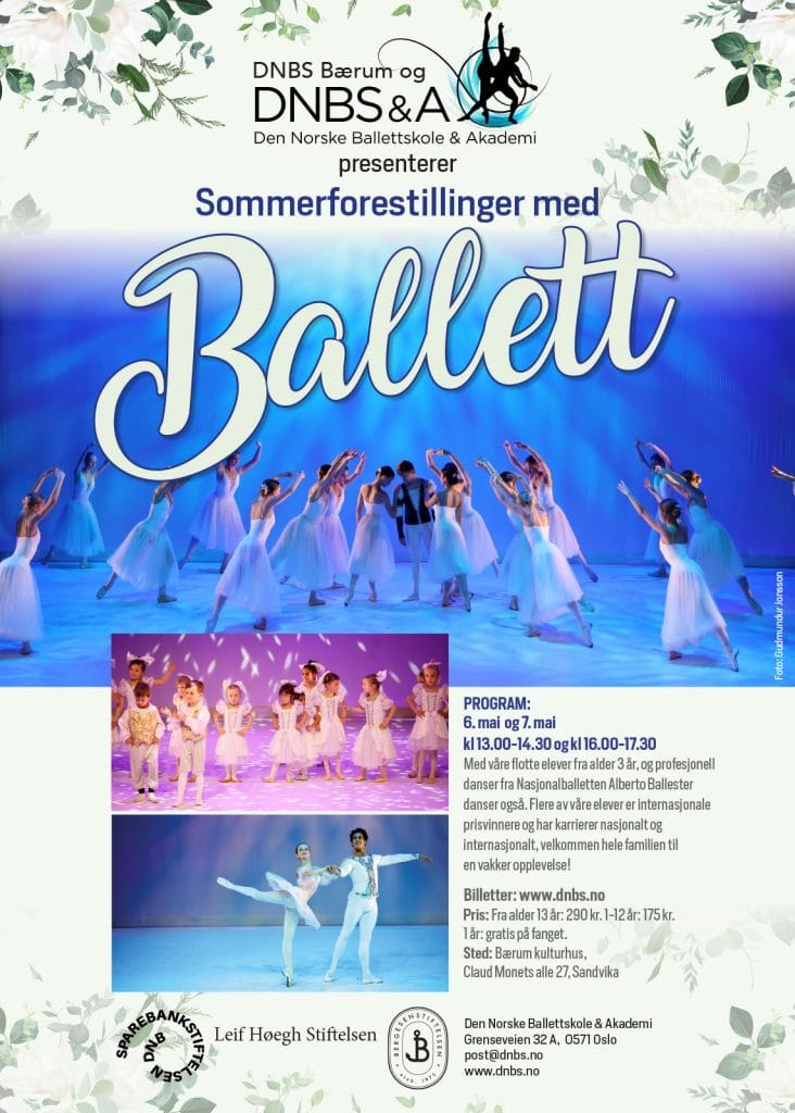 Ballett sommerforestillinger 6 og 7 mai plakat 2023 Bærum kulturhus